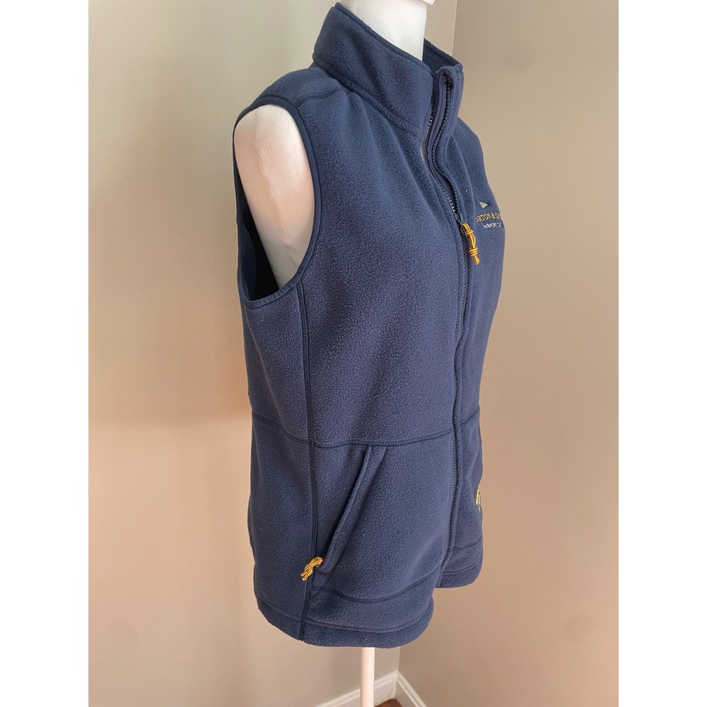 L.L. Bean Women M Fleece Vest Navy Blue Zip Mariners Club‎ Logo Boat Gorpcore * - Picture 2 of 14